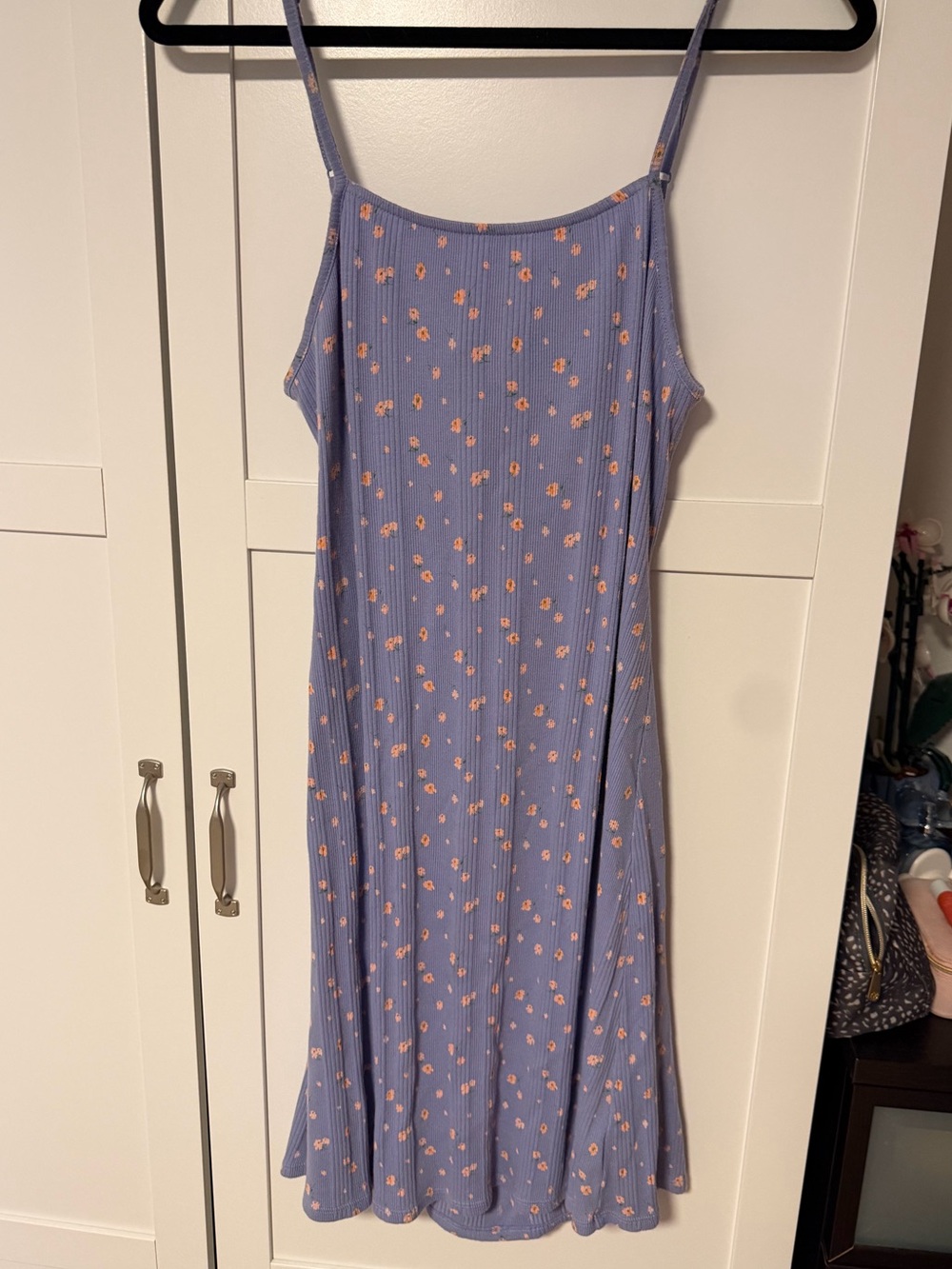American Eagle Outfitters Lavender Floral Spaghetti-Strap Midi Dress